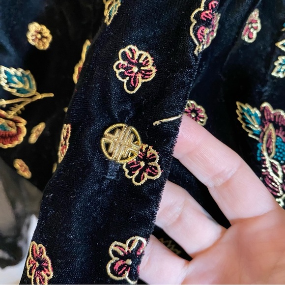 Vintage Jessica Scott Sheer Mesh Velvet Button Top Floral Flowers Black Jacket - Picture 5 of 12